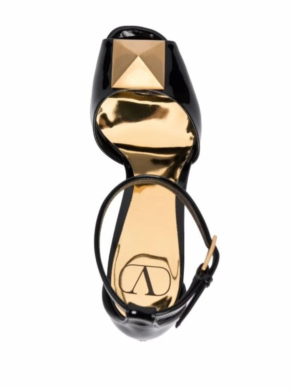 Valentino Garavani One Stud 120mm Platform Sandal with Gold Pyramid Size 38/8